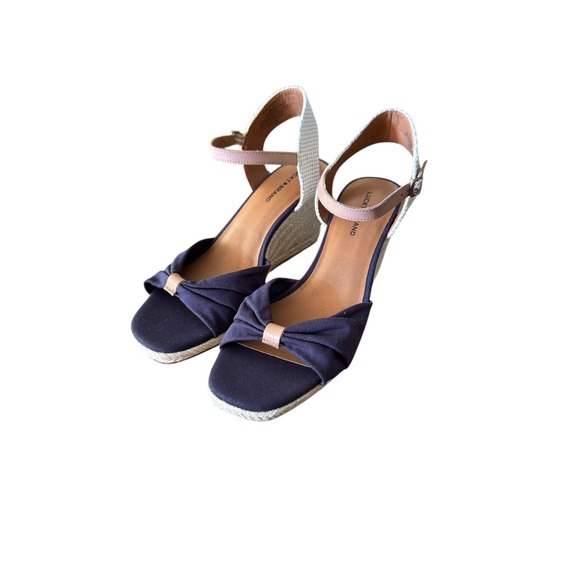 Lucky Brand Shoes - Lucky Brand Macrimay Women's Indigo Blue Canvas Espadrille Wedge Sandals 9.5 NWT